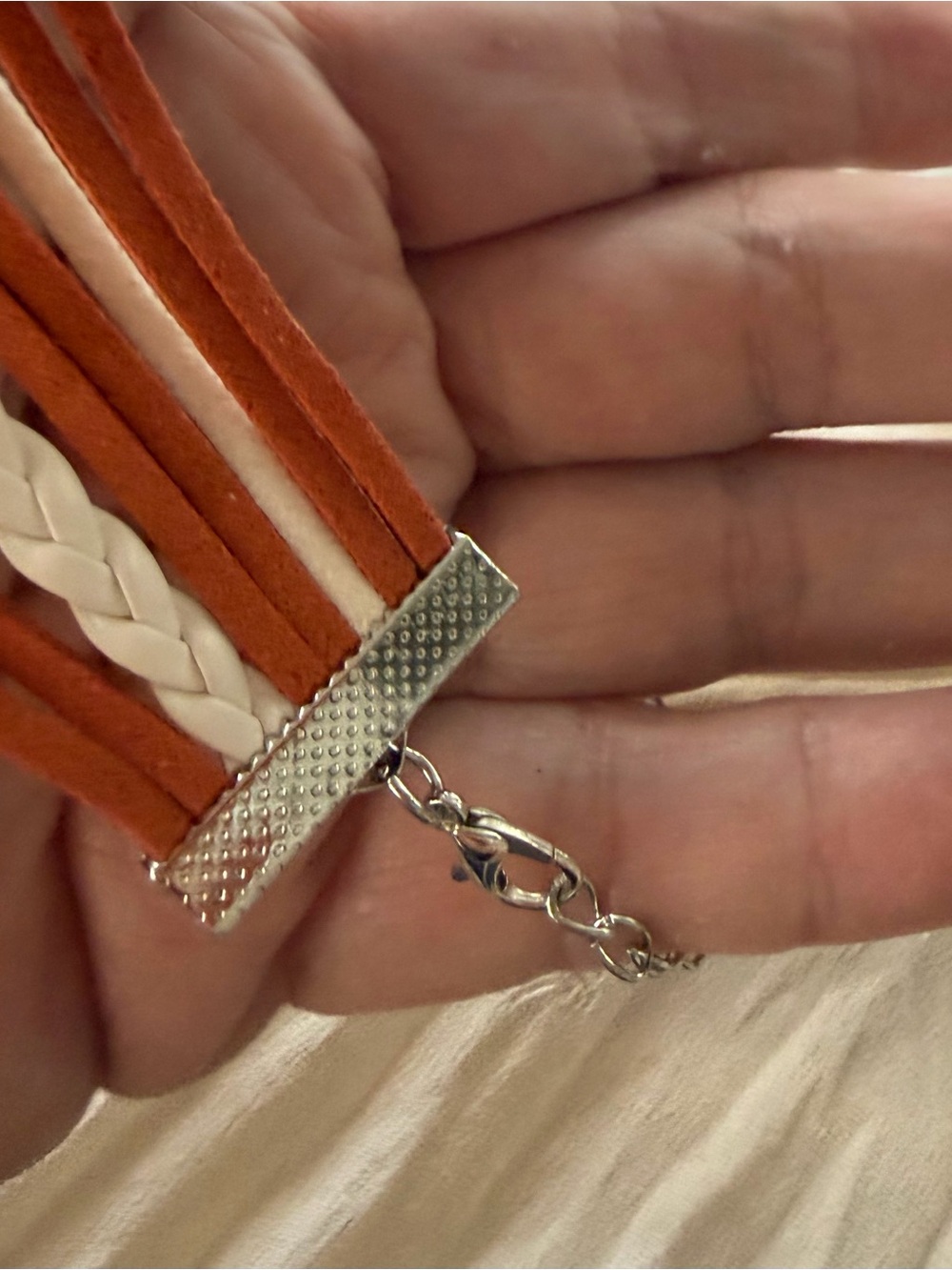 Multi Strand Suede Wrap Bracelet Eiffel Tower Hearts Butterfly Terracotta White